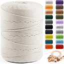 Macrame Cotton Cord 4mm x 547yds, ZUEXT Natural Handmade Beige White Braided Cords 4 Strands Knitted Rope String for Craft Wall Hanging Weaving Tapestry Dream Catchers Hanger DIY Gift (500m)
