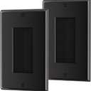 Brush Wall Plate, Single Gang Wall Plate Cable Pass Through for Low Voltage Wires, Cord Hider for Wall Mount TV, 2-Pack, Black