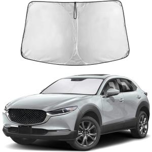 EcoNour Windshield Sun Shade Compatible for Mazda CX-30 20192026 | Custom Fit Crossover Front Window Sunshade | Foldable Heat & UV Reflective Sun Visor