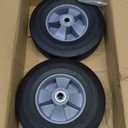 10" Flat-Free Solid Rubber Wheels  Set of 2 | 3/4" Ball Bearings for Hand Trucks, Dollies, Carts & Rubbermaid Tilt Trucks