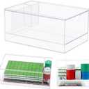 Empty Acrylic Mahjong Case Mahjong Storage Box for American Tiles and Mahjongs Cards Transparent Display Box for Mahjongs Tiles Accessories Supplies (Large,4 Compartment)