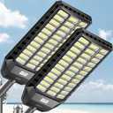 Deepn 9500W Solar Street Light, Commercial Grade Street Lights, IP67 Waterproof Solar Parking Lot Lights Dusk to Dawn Outdoor Lighting LED Security Flood Motion Sensor and Remote Control, (2)