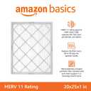 Amazon Basics 20x25x1 Air Filter 6-Pack, MERV 11 AC Furnace Filters, Dust, Pet, Allergy Control, Electrostatic, Removes Lint (Actual Size: 19.75" x 24.75" x 0.75")