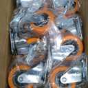 1.5 Inch Casters, ASHGOOB Caster Wheels with Side Brake, Locking Casters Set of 8, Industrial/Furniture Swivel Plate Caster Wheels for Workbench and Carts, Orange Polyurethane (PU) Castors (8 Pack)