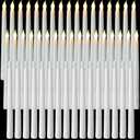 Baquler 50 Pcs 8.5 Inch LED Flameless Taper Candles Bulk Battery Operated Taper Candles Flickering Candlesticks for Wedding Church Holiday Table Decoration