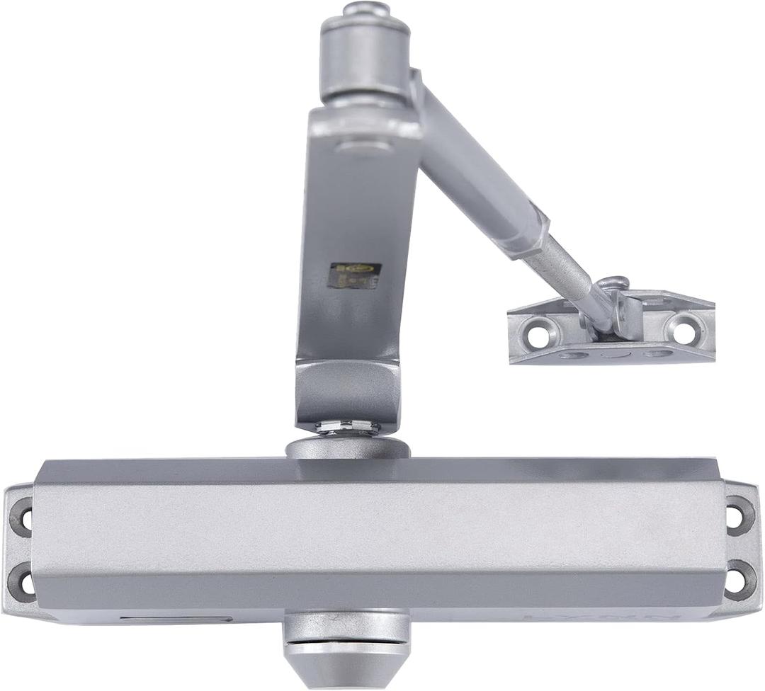 LYNN HARDWARE Medium Duty Automatic Door Closer (Silver) - Highly Durable Cast Aluminum, Commercial or Home Use, Adjustable Speed Controls, 3 Mounting Options, 3 Hour Fire Rated (DC6003 Model)