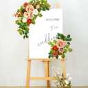 Wedding Decor (Pack of 2) Welcome Sign Flower Backdrop Garland for Ceremony Reception Wall Easel Home Decoration Entryway Faux Outdoor Board Head Table Decor (Orange & Terracotta)