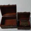 Juvale Antique Decor Wooden Storage Chest Set - 3 Nesting Sizes Brown Floral - Hand-Carved Flower Motifs & Hinged Lid - Decorative Storage Boxes & Jewelry Organizer - Home Decor