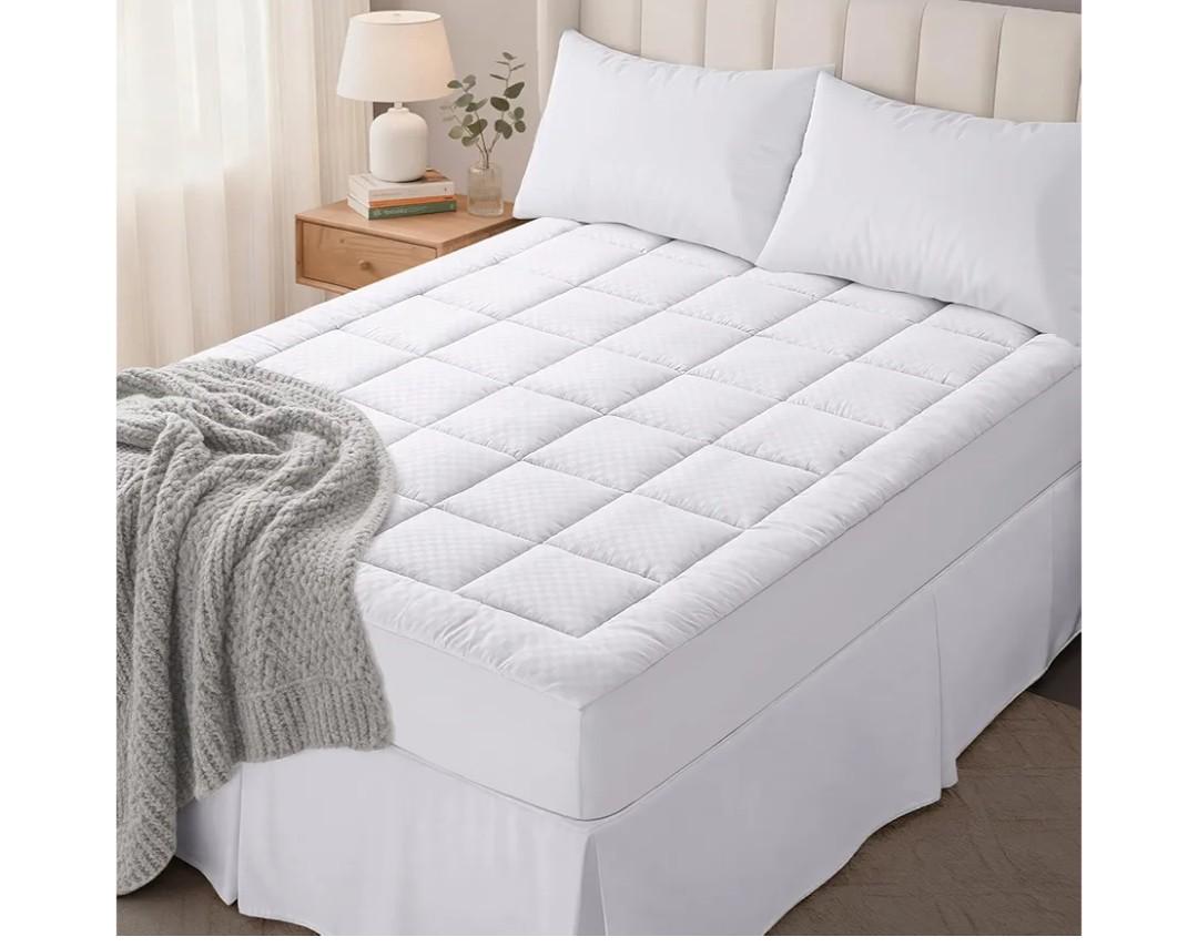 OLANLY Queen Quilted Fitted Mattress Pad – Soft Pillow Top Mattress Topper, Down Alternative Fill, Cooling Comfort Breathable Mattress Cover, Machine Washable Deep Pocket Mattress Protector, White OLANLY Queen Quilted Fitted Mattress Pad – Soft Pillow Top Mattress Topper, Down Alternative Fill, Cooling Comfort Breathable Mattress Cover, Machine Washable Deep Pocket Mattress Protector, White