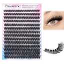 Pawotence Lash Clusters 280pcs Individual Lashes Cluster Eyelash Extensions 50D 9-16mm Mix Eyelash Clusters Lash Extension for Self Application at Home (50D, 0.07D, 9-16mm)