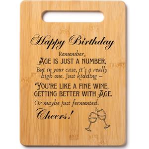 Gift for Birthday - Happy Birthday! Remember, Age Is Just a Number, but in Your Case It's a Really High One. Decorative Bamboo Cutting Board with Handle, 12" x 8"