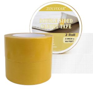 2 Rolls Double Sided Rug Tape to Fasten Area Rug 2 Inch x 66 Feet, Non Slip Rug Gripper Fabric Tape for Outdoor Carpet, Making DIY Crafts, Paste Photo