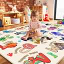 Kids Rugs for Playroom Educational Rug for Learn The ABC Alphabet, Soft Machine Washable Non-Slip Cute Carpet for Classroom Toddler Nursery Kids Room Decor Mat, One Size
