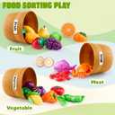 JOYIN Learning Toys Play Food Set for Toddlers, Cutting Food for Preschool Activities, Play Kitchen Accessories, Educational Toys, Color Sorting Set for Boys & Girls, Back to School Gifts for Toddlers