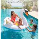 QPAU Swan Pool Float, Classic White Inflatable Animal Design, Medium