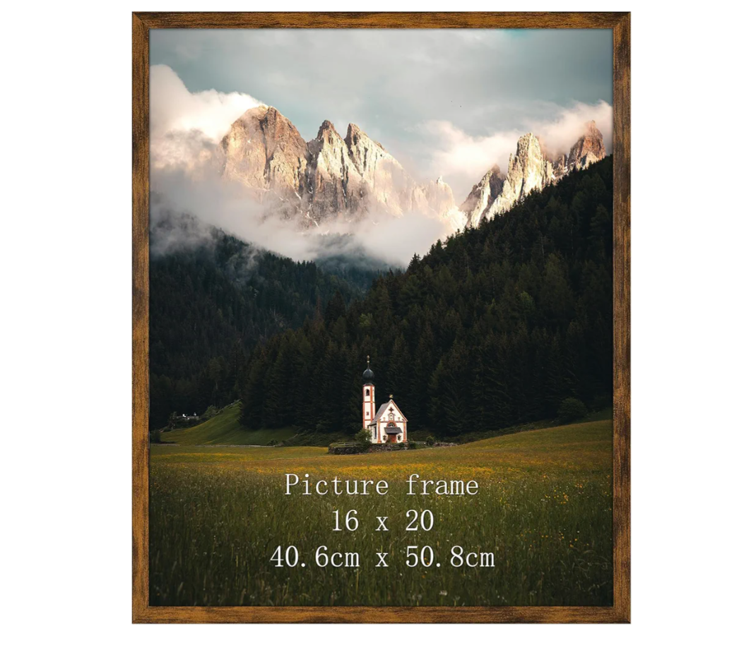 Giftgarden 16x20 Picture Frame Rustic Brown, 16 by 20 Thin Poster Photo Frame for Wall Display, Single