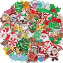 Harsgs 60PCS Random Christmas Iron on Patches, Embroidered Iron on/Sew on Patches Xmas Themed Applique for Clothes, Dress, Hat, Jeans, DIY Accessories (Pack of Assorted)