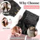 KooKaStyle Clip in Synthetic Hair Extensions Long Wavy 4PCS Thick Hairpieces Black Fiber Double Weft Natural Hair Extensions 20 Inch for Women