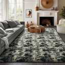 Ophanie Black Gold and Grey Area Rugs for Living Room 8x10, Fluffy Shag Large Fuzzy Plush Soft Carpets, Floor Shaggy Rugs for Bedroom, Carpet for Kids Boys Girls Dorm Nursery Home Decor Aesthetic