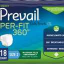 Prevail Per-Fit 360 Daily Incontinence Briefs - Unisex Adult Incontinence Briefs with Tabs - Disposable Adult Diaper for Men& Women - Maximum Plus Absorbency - Size 2, 18 Count Bag