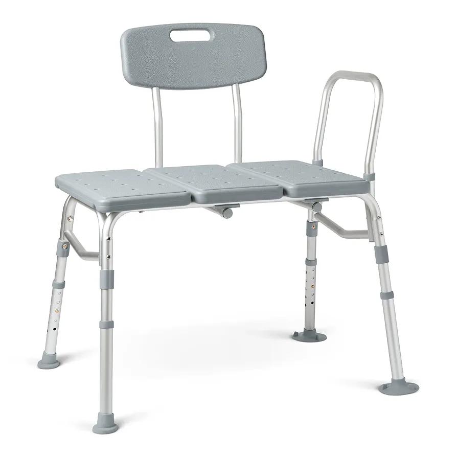 Medline Transfer Bench for Bathtubs and Showers, Adjustable Shower Bench and Bath Seat for Seniors and Adults, Slip-Resistant Feet, Heavy-Duty 400 lb. Weight Capacity, Tool-Free Assembly