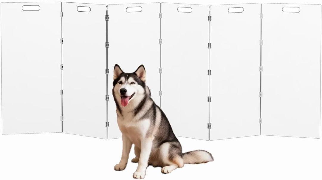 Acrylic Tall Dog Gate, Freestanding Pet Gate Barrier (6 Panel-31.5" H)