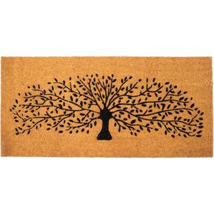 Extra Large Floor Mat for Patio Decor, Coco Coir Mats with PVC-Backing, Non Slip Mat for Farmhouse and Home Decor, Rustic Patio Mat with Beautiful Tree Print, Beige, 47"x22"