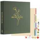 Lanpn Recipe Binder - 8.5x11, Waterproof, 60 Sleeves, 8 Dividers, 116 Family Recipes, Labels & Stickers, Green