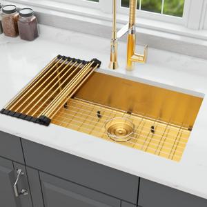 Gold Kitchen Sink,Undermount Kitchen Sink 30 X18 inch,Single Bowl Stainless Steel Undermount Sinks