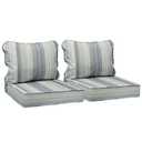 AAAAAcessories Outdoor Deep Seat Cushions, Waterproof, Fade-Resistant Patio Furniture Replacement Cushions, 24" x 24" x 5", Set of 2, Gray Cabana Stripe