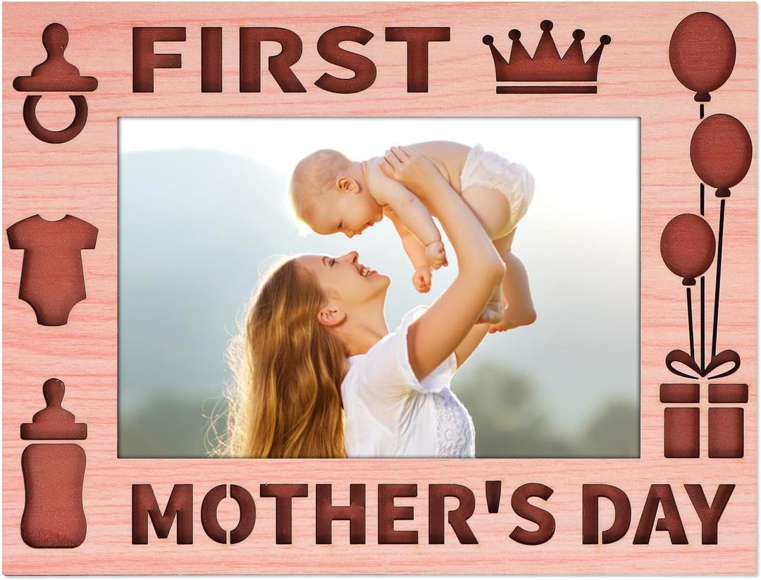 PETCEE First Mother's Day Picture Frame for First Time Mom - Wooden 1st Mothers Day Frame Gifts for New Mom Expecting Mothers & New Parents Nursery Decor Newborn Baby Shower Presents