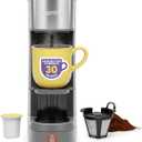 Chefman InstaCoffee Max, The Easiest Way to Brew the Boldest Single-Serve Coffee, Use Fresh And Flavorful Grounds or K-Cups With A Convenient Built-In Lift, Grey