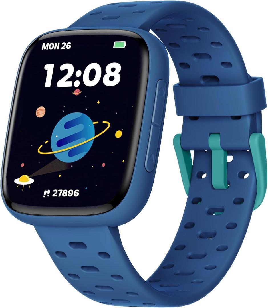 Smart Watch for Kids No Phone No APP Needed, 1.83" AMOLED Screen Fitness Tracker Watch with Pedometer, Kids Smart Watch with Heart Rate/Sleep Monitor, IP68 Waterproof for Boys Girls 5-12 (Blue)