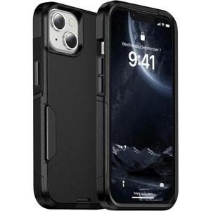 jaroco for iPhone 13 Case & iPhone 14 Case & iPhone 15 Case [Heavy Duty Protection][Compatible with MagSafe][Military Grade Drop Protection][Shockproof] with Non-Slip Removable Phone Cover 6.1''-Black