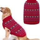 BINGPET Dog Sweater - Christmas Winter Warm Dog Clothes - Turtleneck Sweater for Small Medium Large Dogs - Classic Snowflake Doggy Knitwear Clothes (Red)