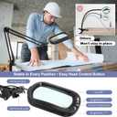 10X Rectangle Magnifying Glass with Light and Clamp, 5 Color Modes Stepless Dimmable, Lighted Magnifier with Stand Hands Free, Flexible Swing Arm LED Desk Lamp for Close Work, Craft, Reading, Painting (Black)