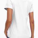 SMENG Women's Cotton V Neck T-Shirt Short Sleeve Solid Color Tee Casual Fit Tee Breathable Summer Fashion Tops, 2XL