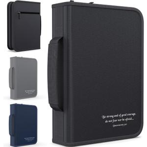 DEHITE Bible Cover for Men Bible Cover Cases for Men Black Large Size Bag Fits Book 7 x 10.1 x 1.9 in Pen Slots Zippered Pocket Premium Fabric Christian Gift Accessories
