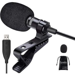 USB Lavalier Microphone, 9.84ft Lapel Microphone for Computer, Lapel Clip-on Omnidirectional Condenser Mic for Laptop, PC and Mac, Perfect Podcasting, Gaming, Streaming and Recording [Plug & Play]