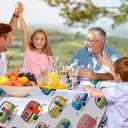 DPLin Camping Tablecloth Waterproof Reusable Picnic Table Cover Happy CamperTablecloth Outdoor Picnic Blanket (Retro Vinyl, 54" X108")