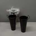 4 Pack 9 Inch Tall Galvanized Flower Bucket, Black Farmhouse French Flower Bucket with Handle, Small Rustic Vintage Metal Vases for Flower, Centerpieces, Floral Arrangements