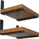 4-Pack 8 Inch Heavy Duty Shelf Brackets, Premium Floating L Bracket for Wall, Kitchen, Mantel Shelves Support | Quarter Inch (1/4") Thick | Black Powder Coated Steel