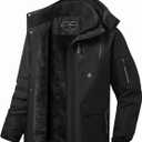 ASPO Men's Winter Ski Jacket Warm Waterproof Snow Coats Fleece Snowboard Jackets Insulated Thermal Windbreaker with Hood (Black)