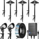 SUNVIE All-in-ONE Landscape Lighting Kit 6-Pack LED Outdoor Pathway Lights, 2-Pack Spotlights, 60W Transformer, 100FT 16/2 AWG Wire and Connectors Outdoor Landscape Lighting for Walkway Garden Yard