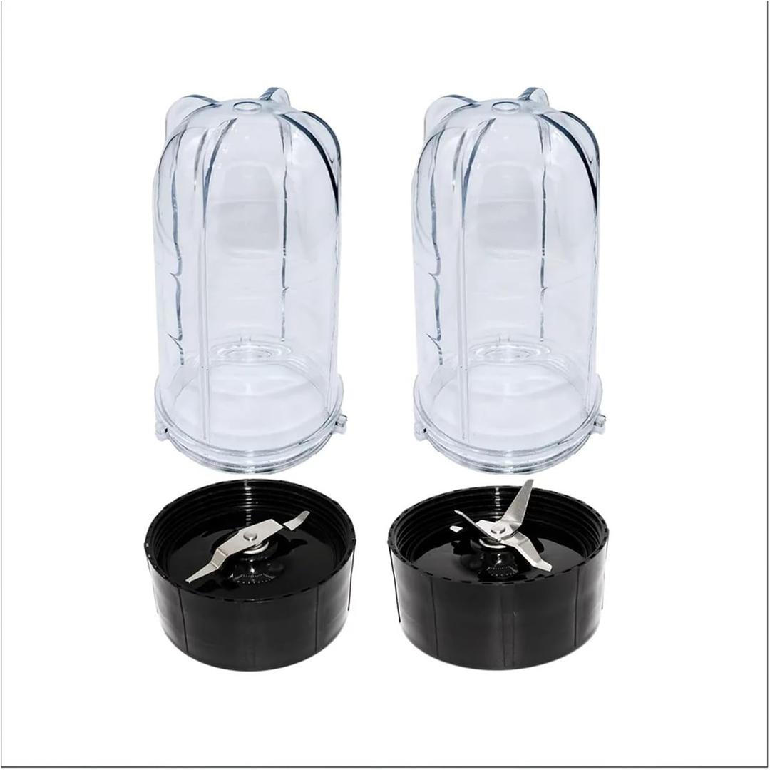 2 Pack 16OZ Tall Cups with Cross and Flat Blade Combo, Blender Juicer 250W MB-1001