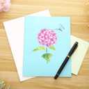 2 x Liif Hydrangea Blossoms Butterfly 3D Greeting Pop Up Mother's Day Card, Spring, Summer, Anniversary, Fathers Day, Get Well, Thinking Of You,With Message Note & Envelop,Large Size 8x6 Inch (Purple & Pink)
