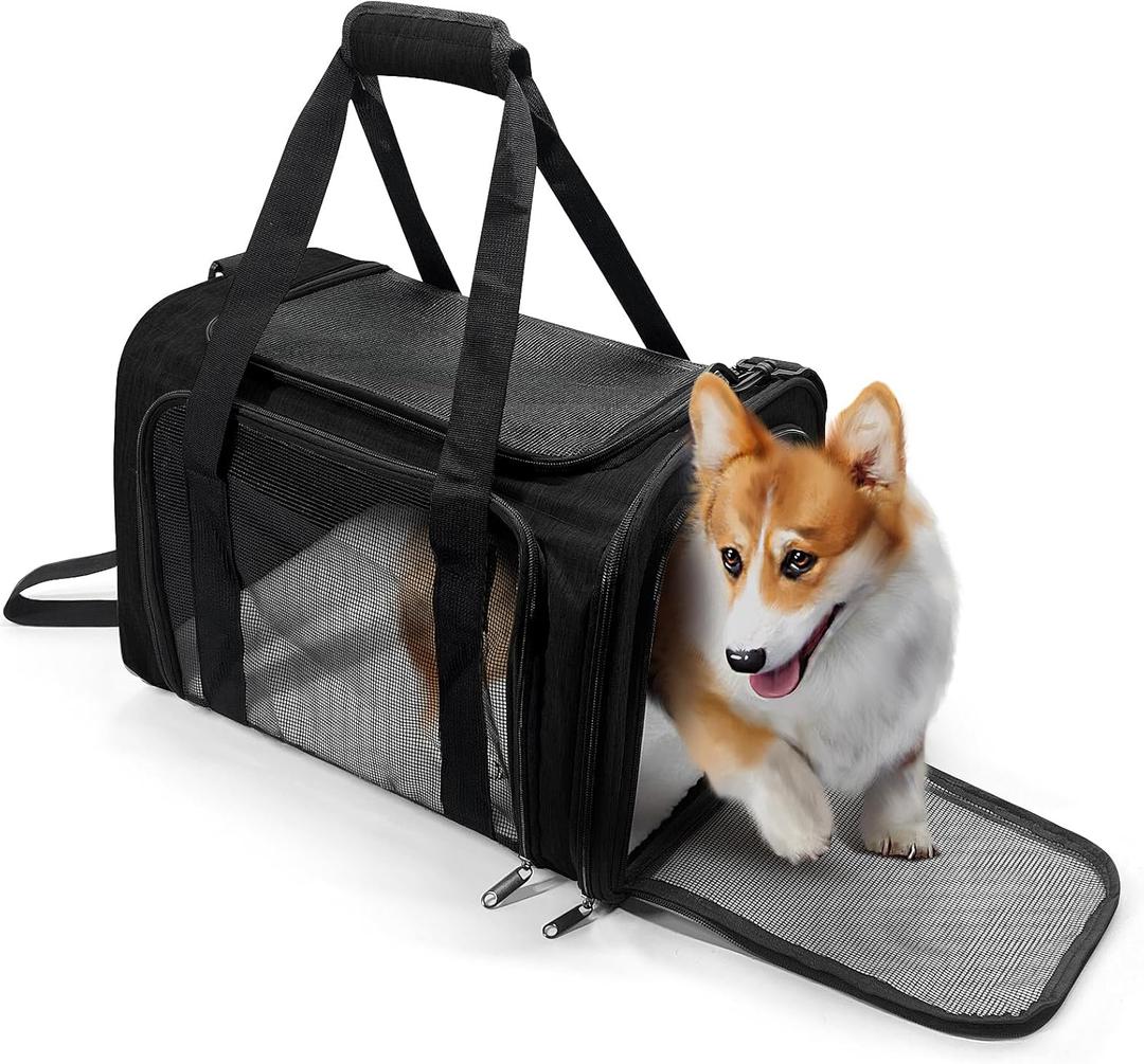 Dog Carrier for Pets, Up to 25 Lbs, Collapsible Travel Carriers for Puppy with Shoulder Strap and Removable Ma, 20x13x13 Inchest, Black