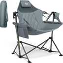 Timber Ridge Hammock Camping Chair with Adjustable Backrest, Heavy Duty Folding Hammock Chair Supports 300lbs, Portable Hammock Chair for Camping, Travelling and Patio, Grey