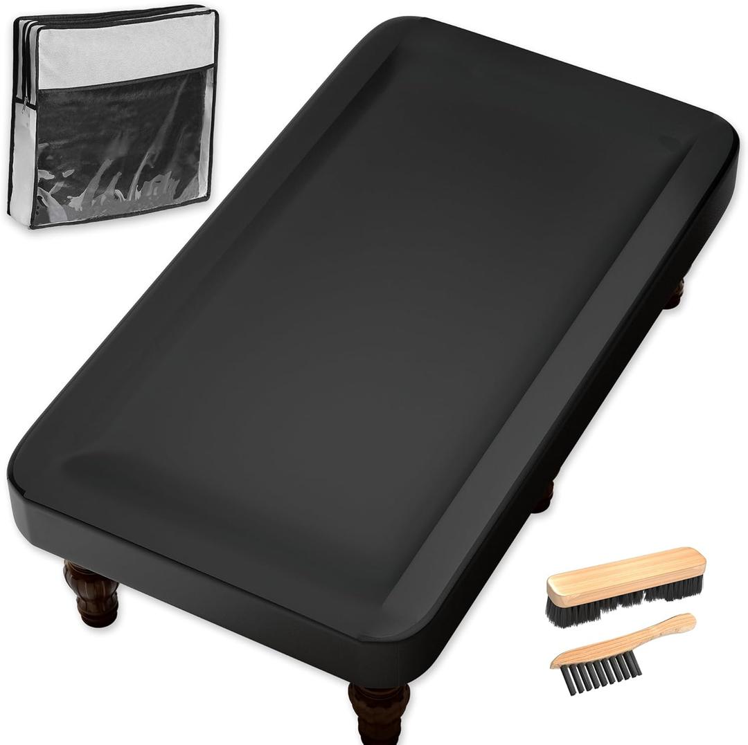 8ft Pool Table Cover 8 Feet with Pool Table Brush Billiard Table Covers Outdoor Leather Waterproof Pool Table Cover for Protecting Pool Table Felt -Black