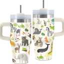Animal Lovers Gifts for Daughter Women, 14 Oz Animal Tumbler with Handle & Straw, Thanksgiving Christmas Birthday Gift for Daughter Friend Teen Girl Sister Bestie, Animals Cup for Son, 1 PCS